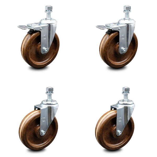 Service Caster 6 Inch High Temp Phenolic Swivel 12mm Stem Caster Total Lock Brake SCC, 2PK SCC-TSTTL20S615-PHSHT-M1215-2-S-2 - main